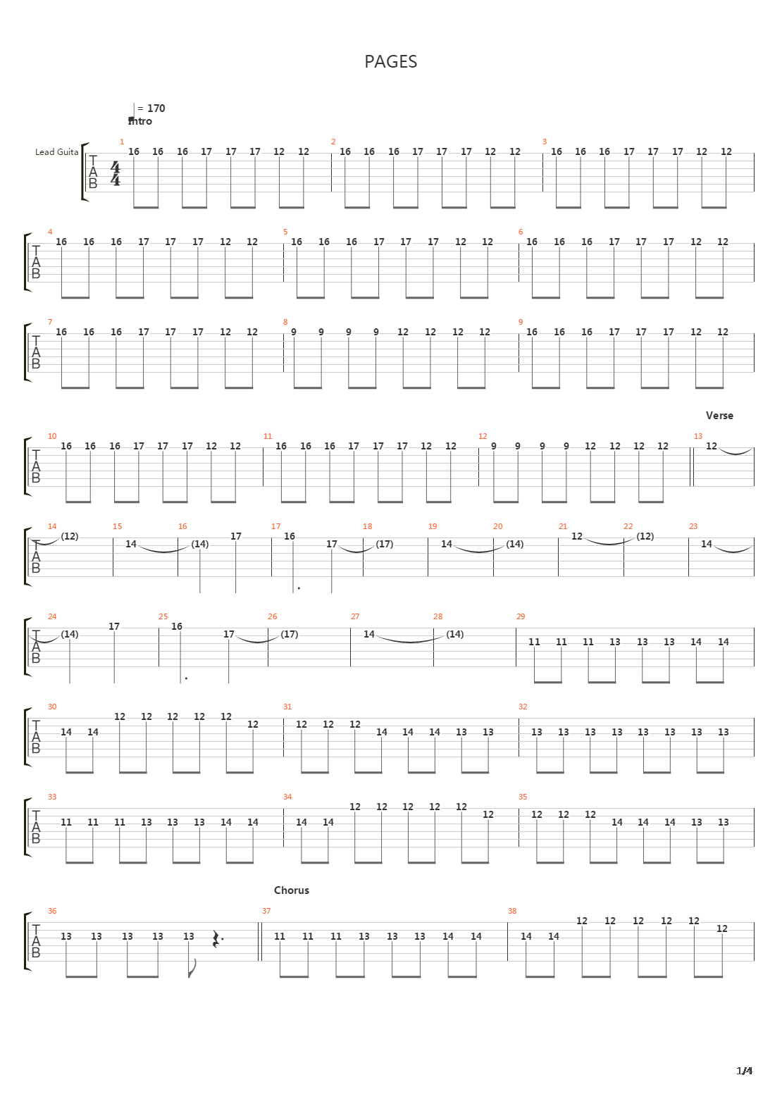 Pages吉他谱