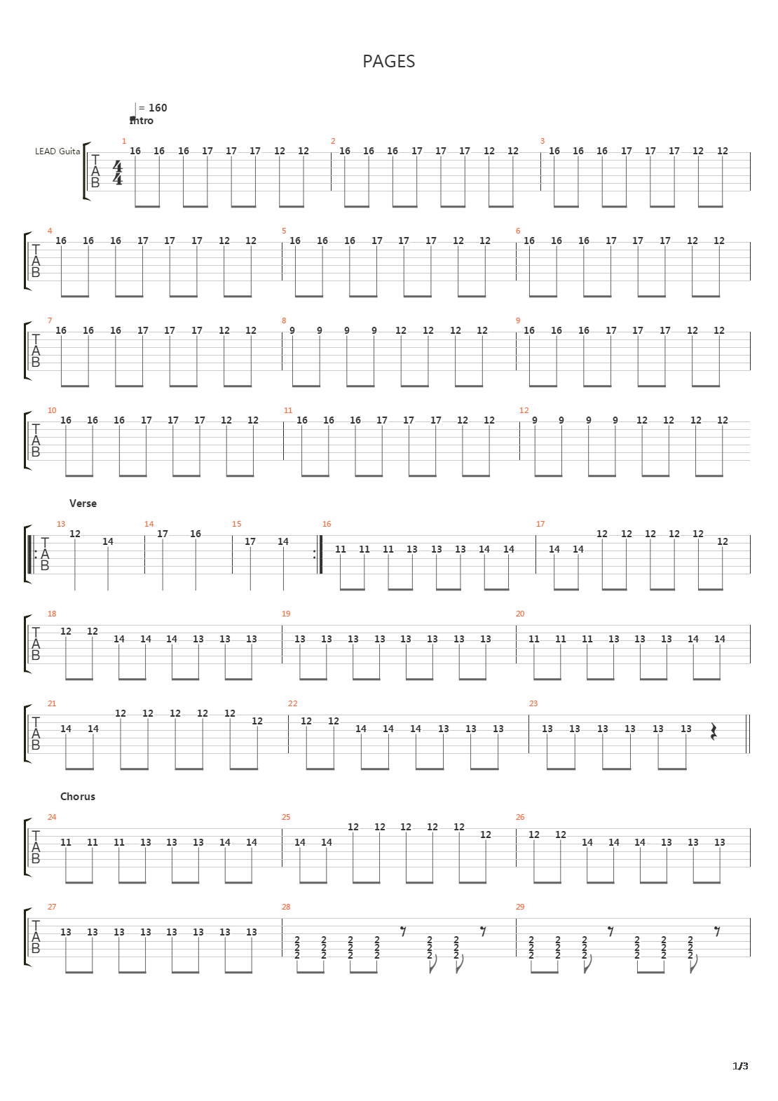 Pages吉他谱