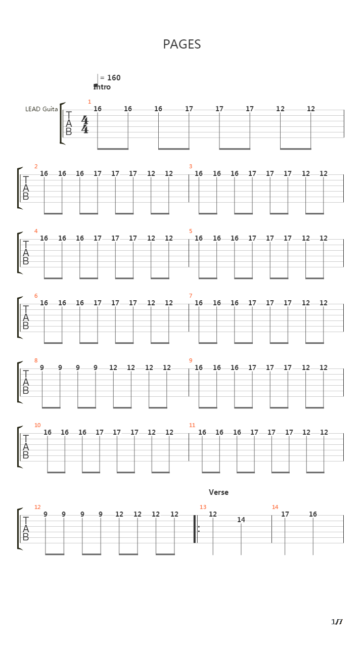 Pages吉他谱