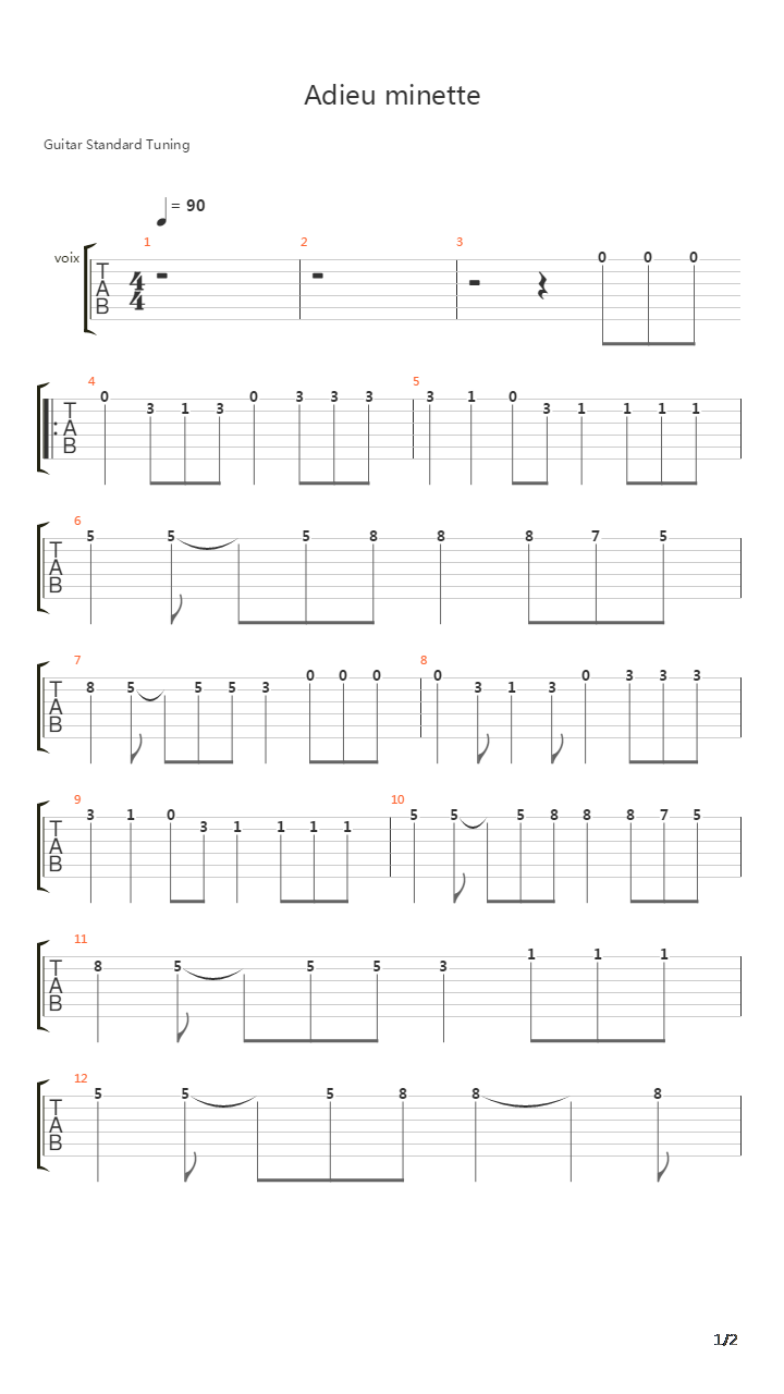 Adieu Minette吉他谱