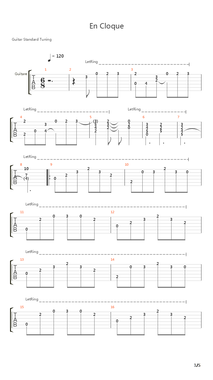 En Cloque吉他谱