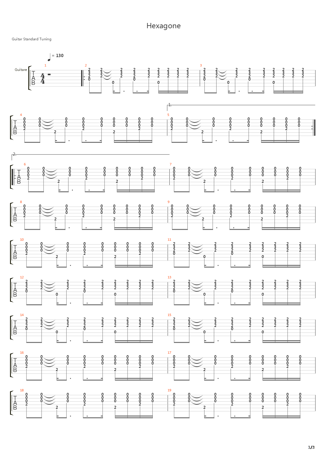 Hexagone吉他谱