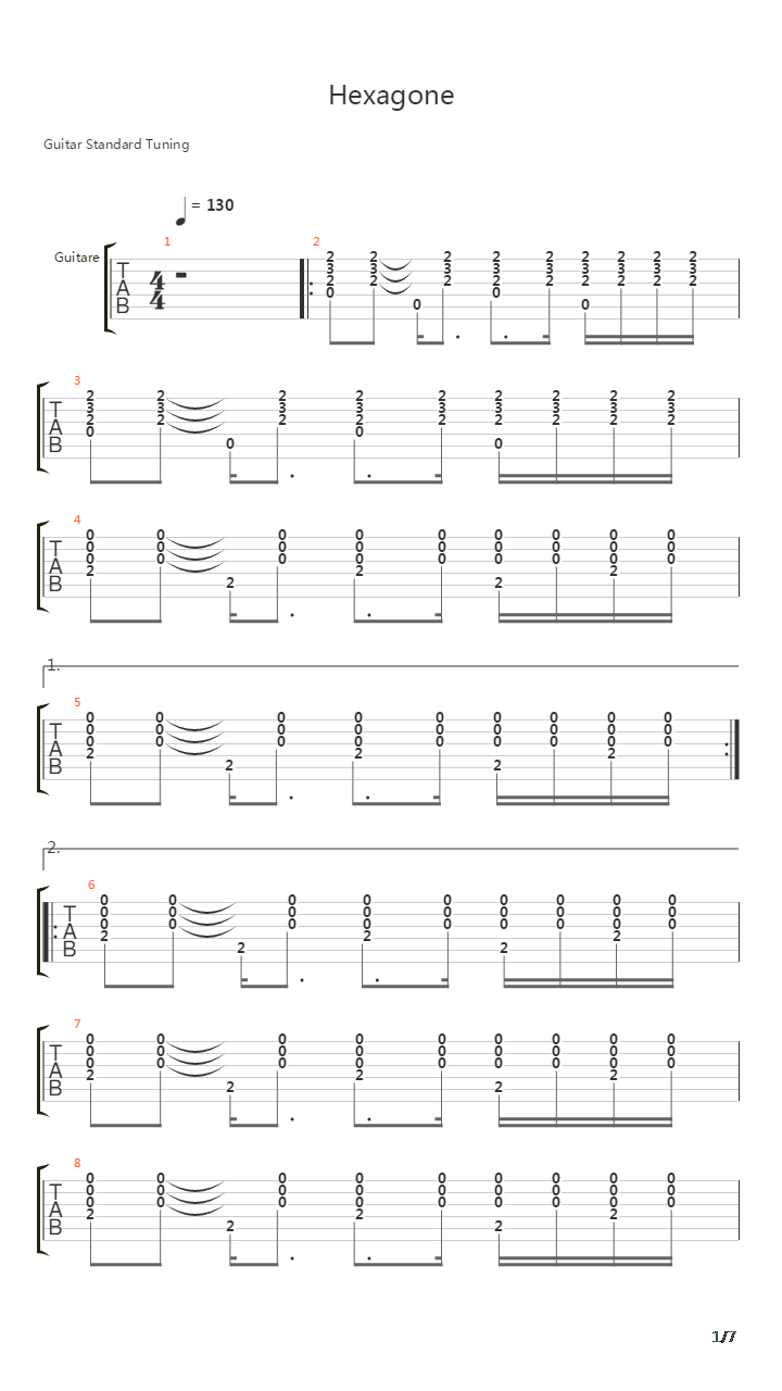 Hexagone吉他谱