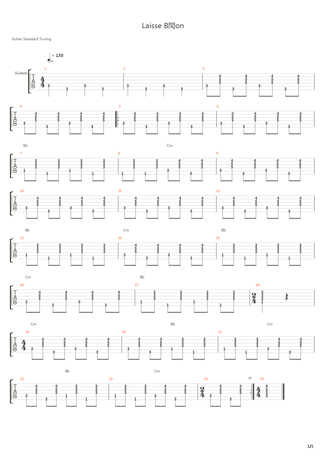 Laisse Bton吉他谱