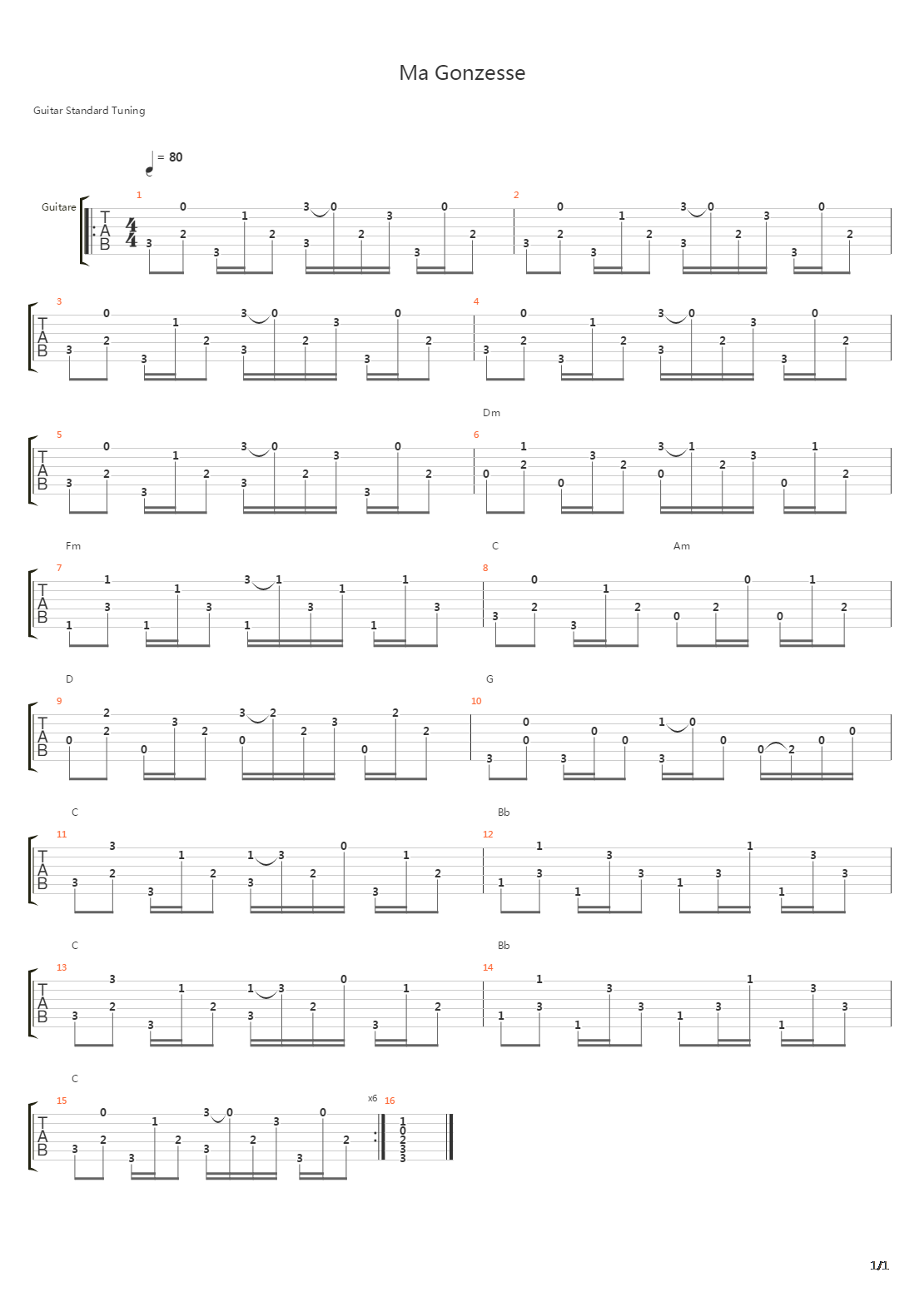 Ma Gonzesse吉他谱