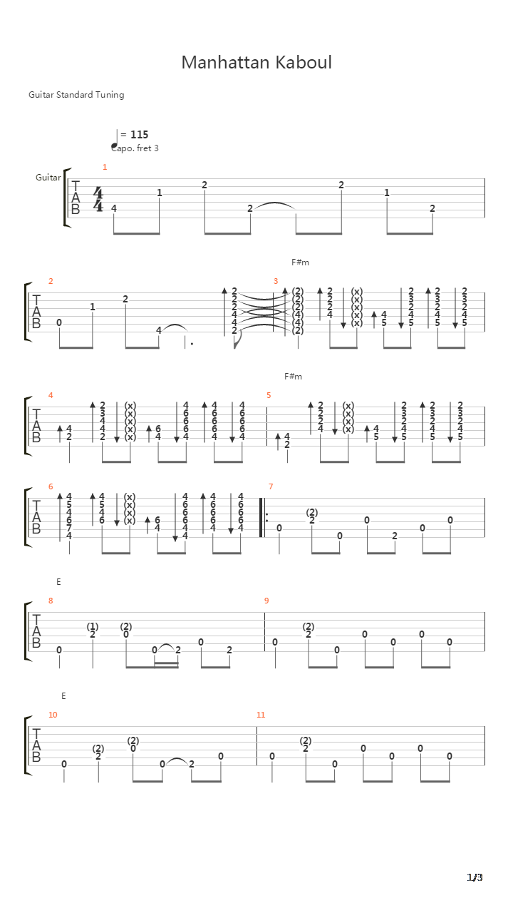 Manhattan Kaboul吉他谱
