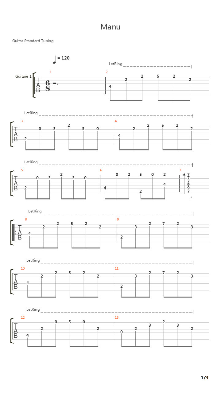 Manu吉他谱