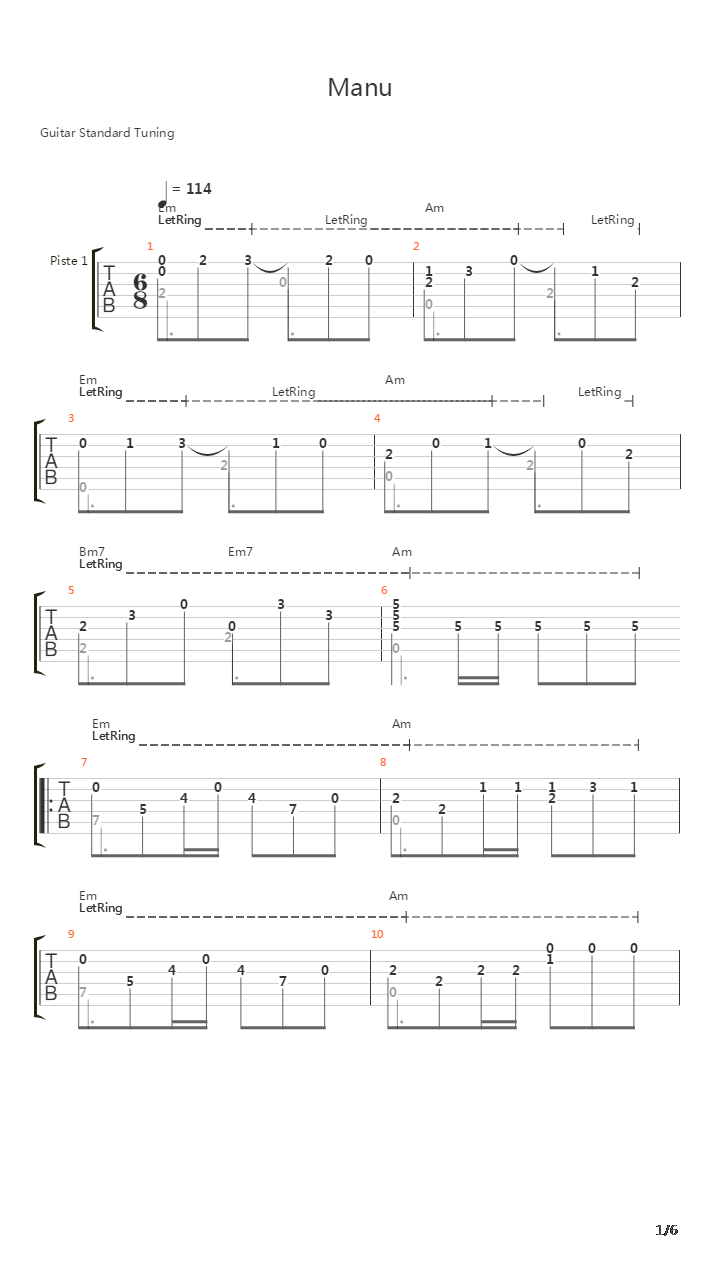 Manu吉他谱