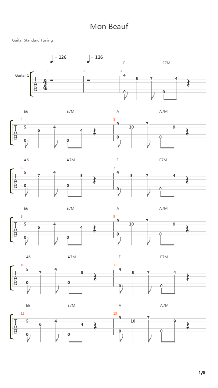 Mon Beauf吉他谱