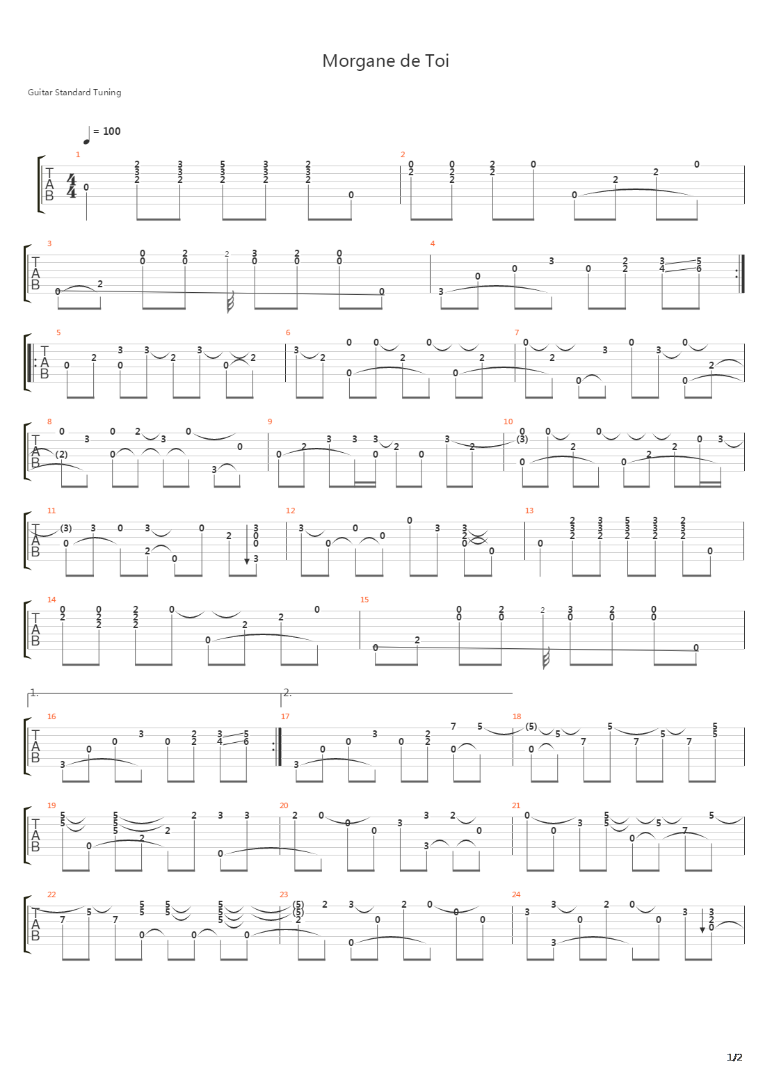 Morgane De Toi吉他谱