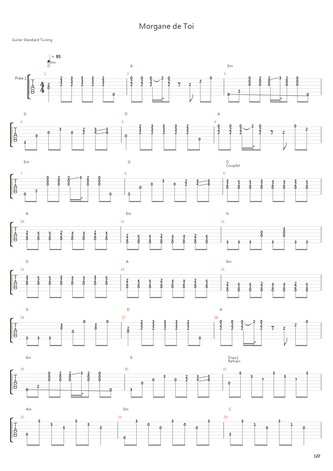 Morgane De Toi吉他谱
