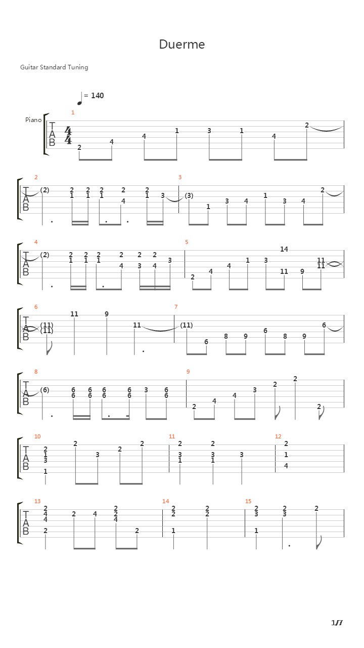 Duerme吉他谱