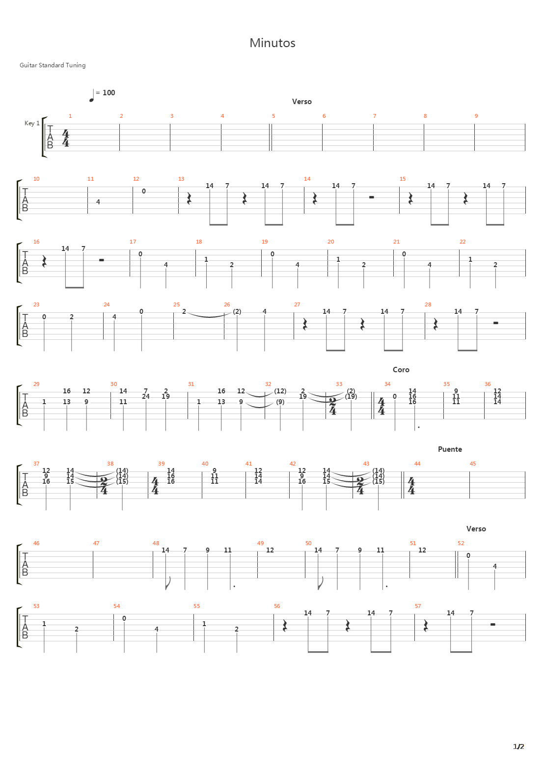 Minutos吉他谱