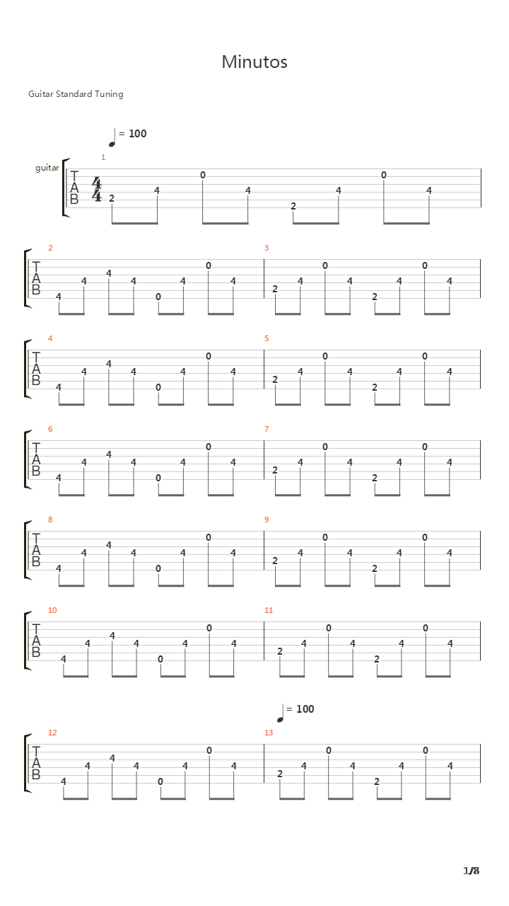 Minutos吉他谱