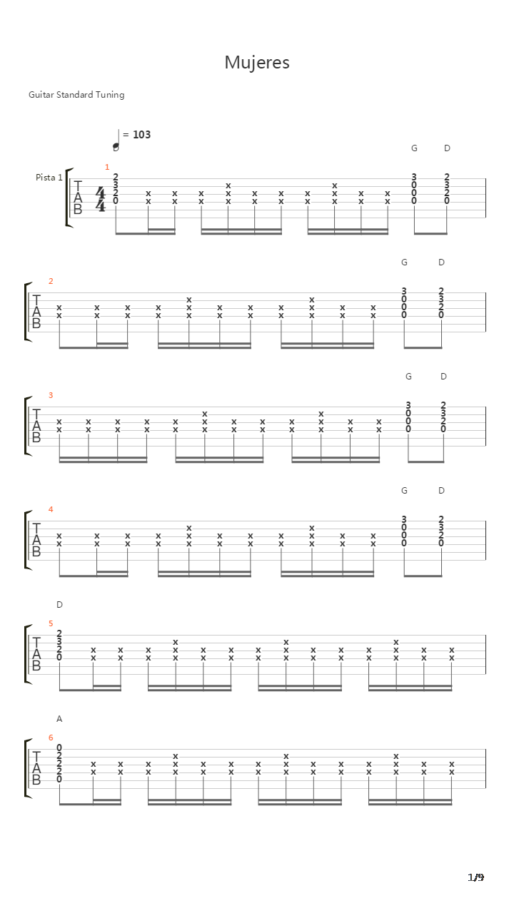 Mujeres吉他谱