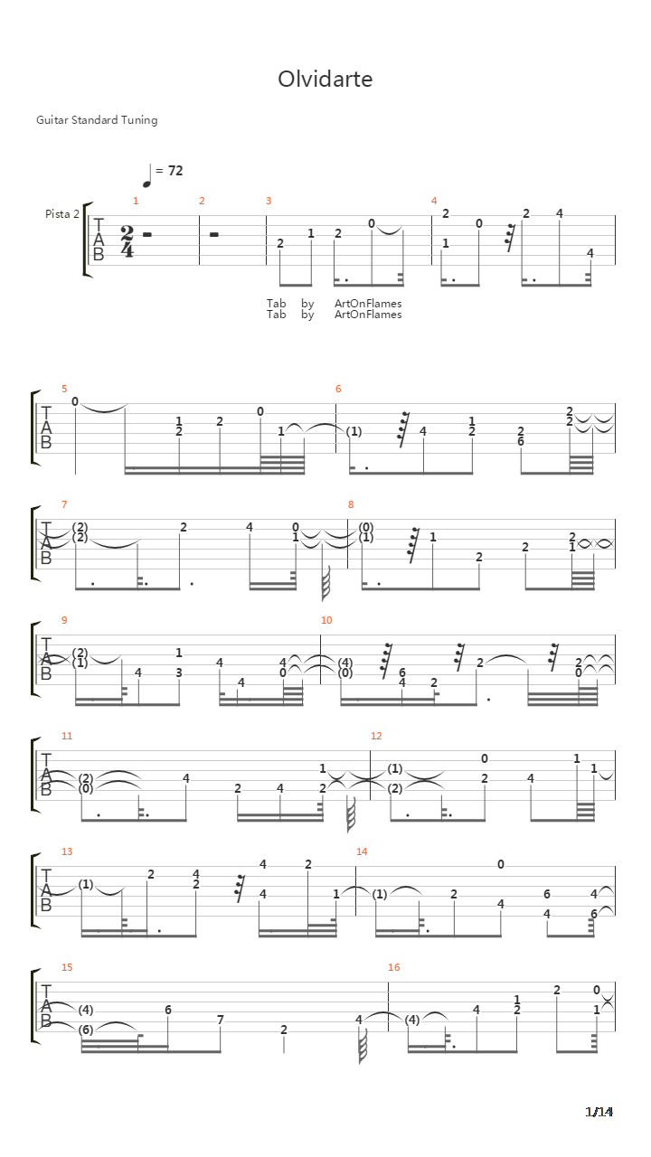 Olvidarte吉他谱