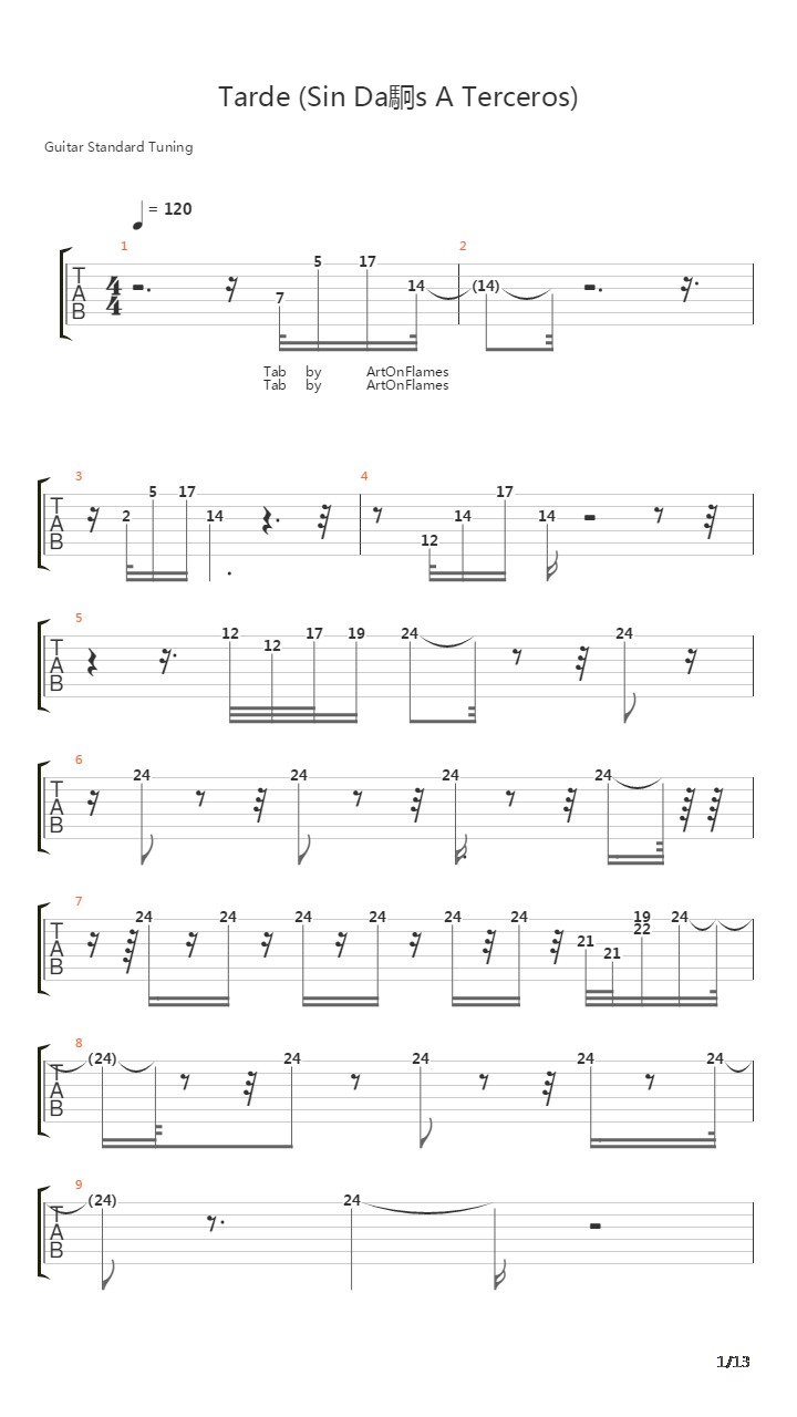 Tarde吉他谱