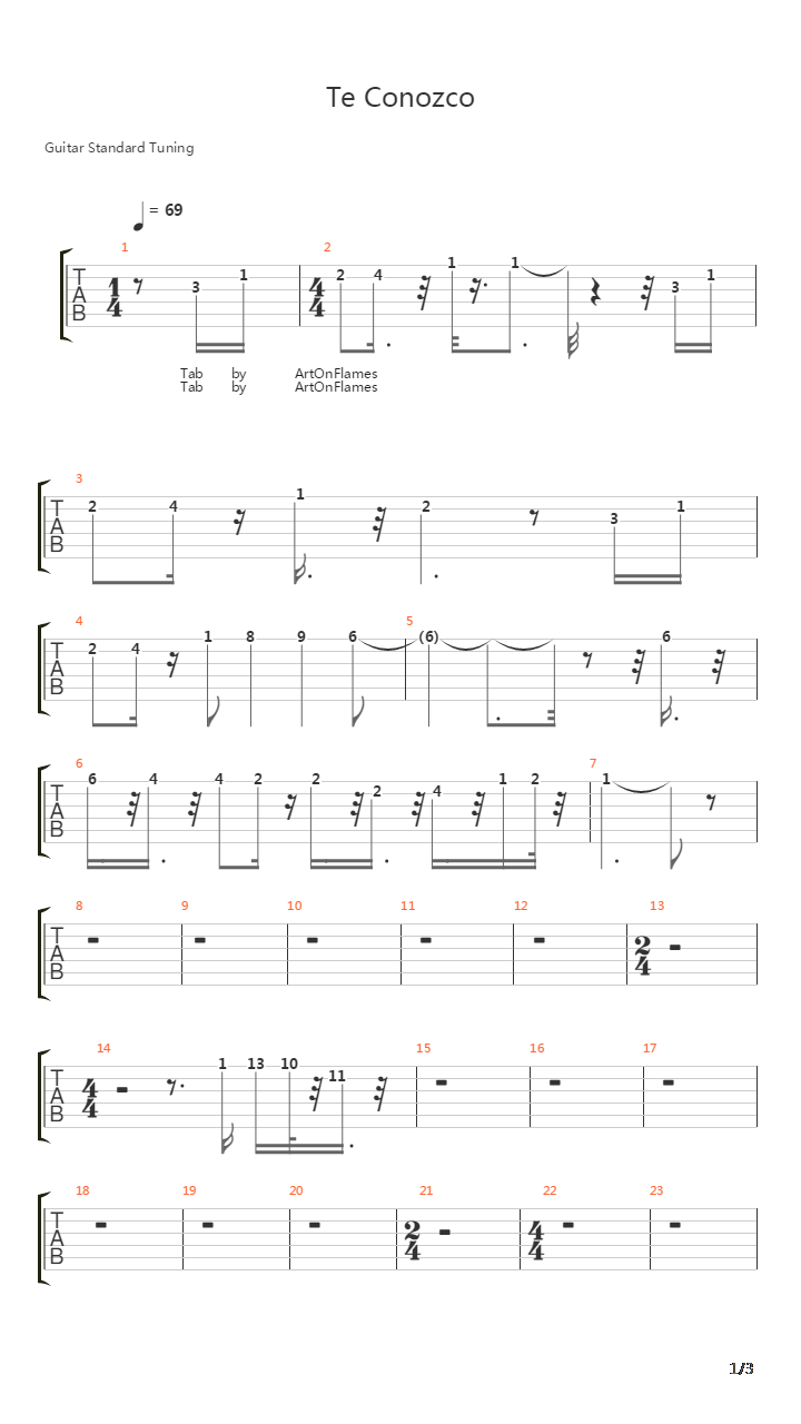 Te Conozco吉他谱