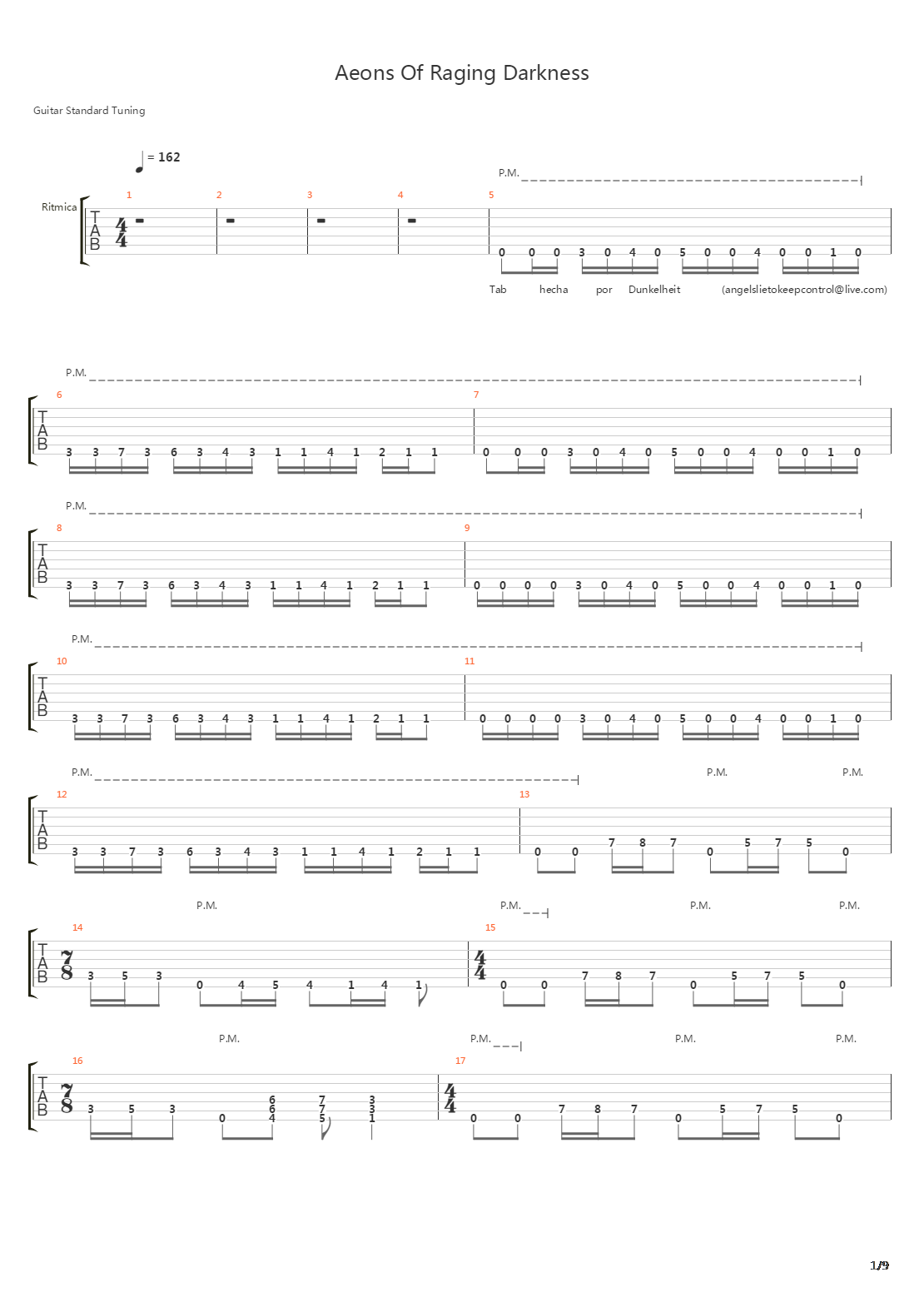 Aeons Of Raging Darkness吉他谱