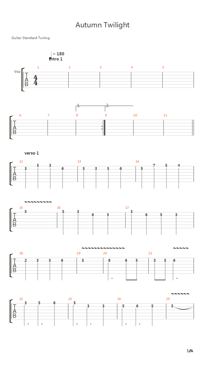 Autumn Twilight吉他谱
