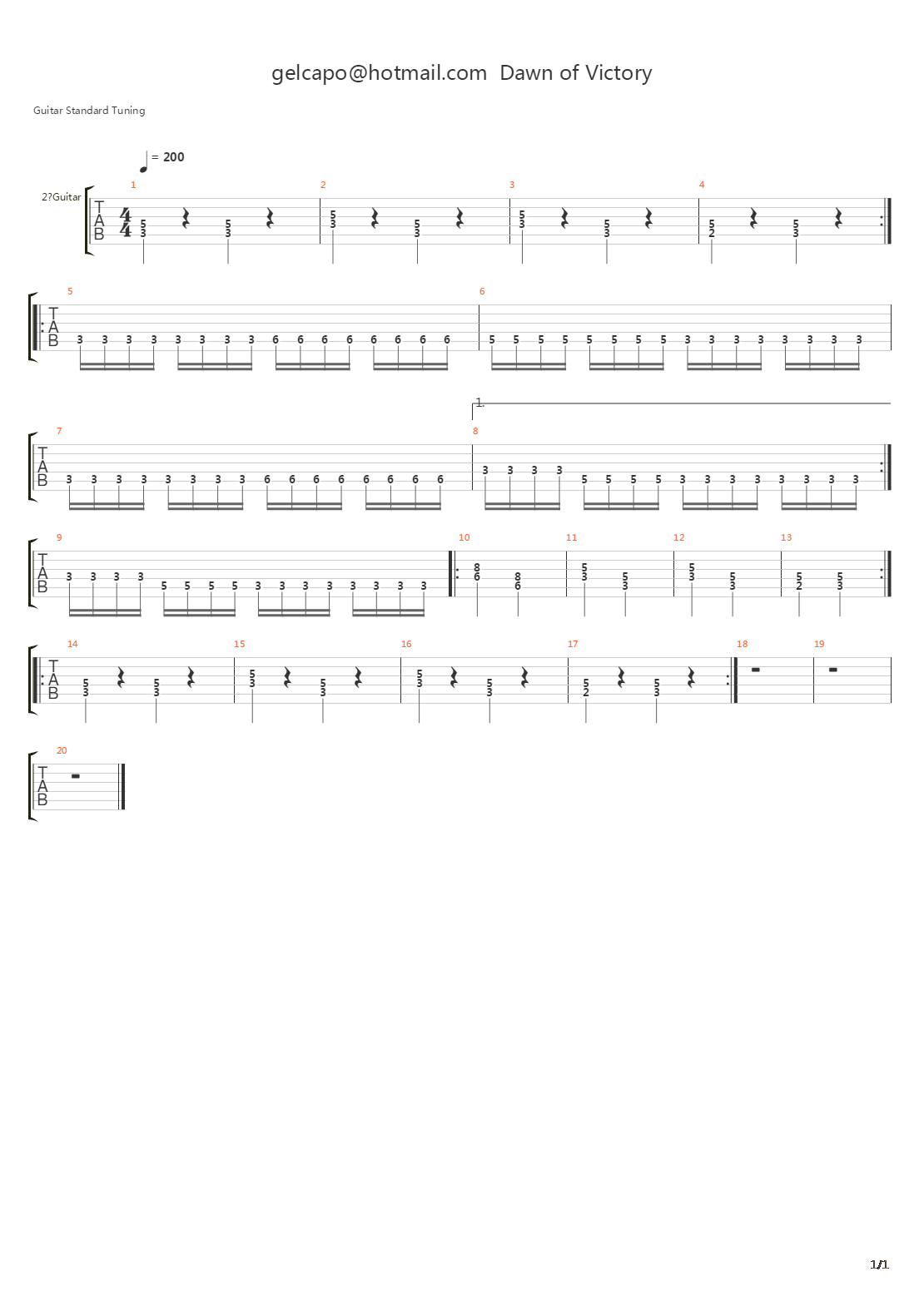 Dawn Of Victory吉他谱