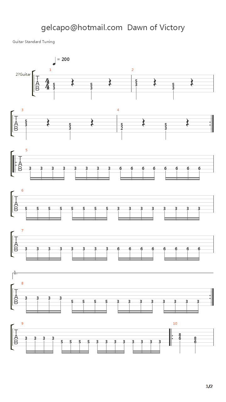 Dawn Of Victory吉他谱