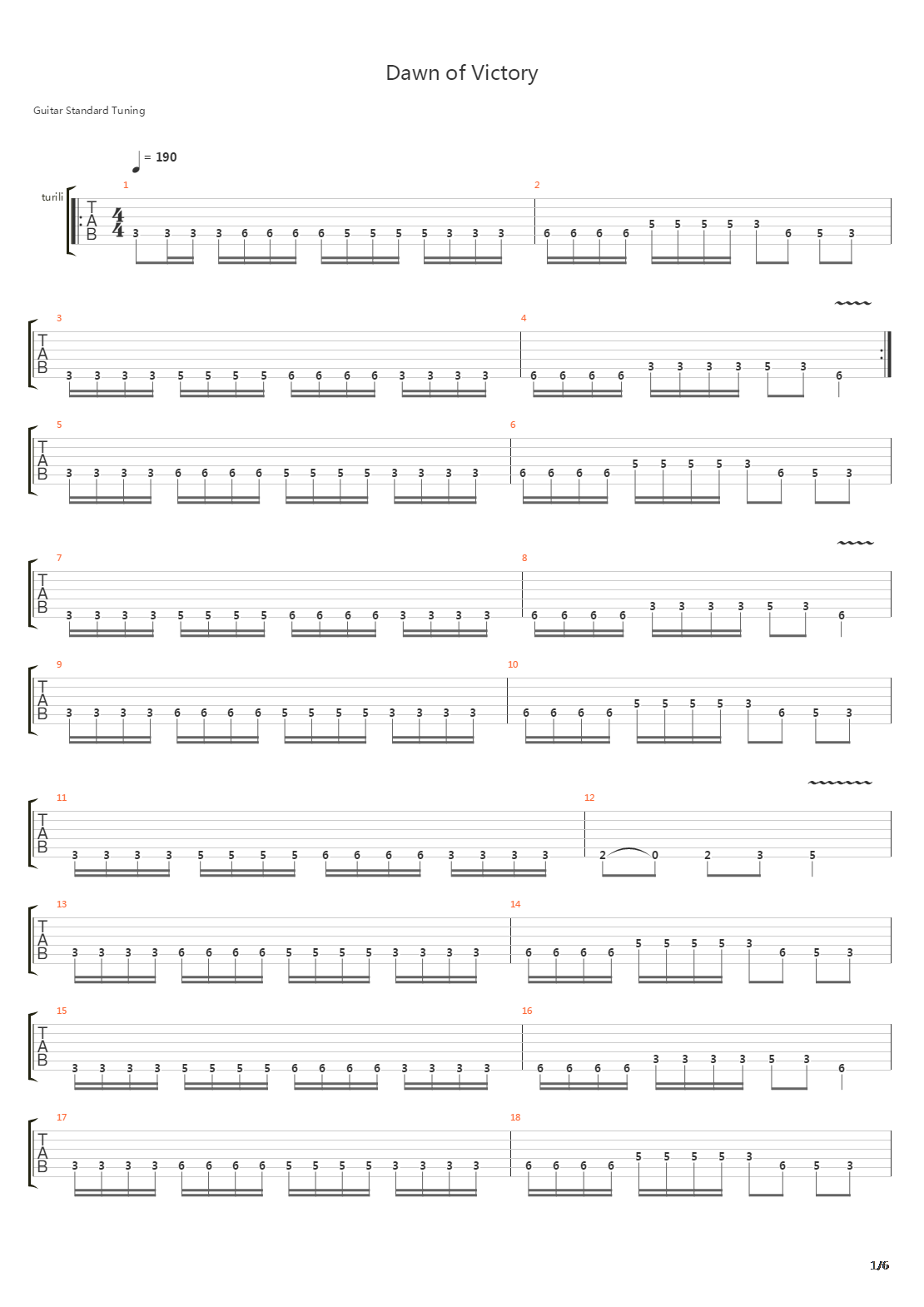 Dawn Of Victory吉他谱