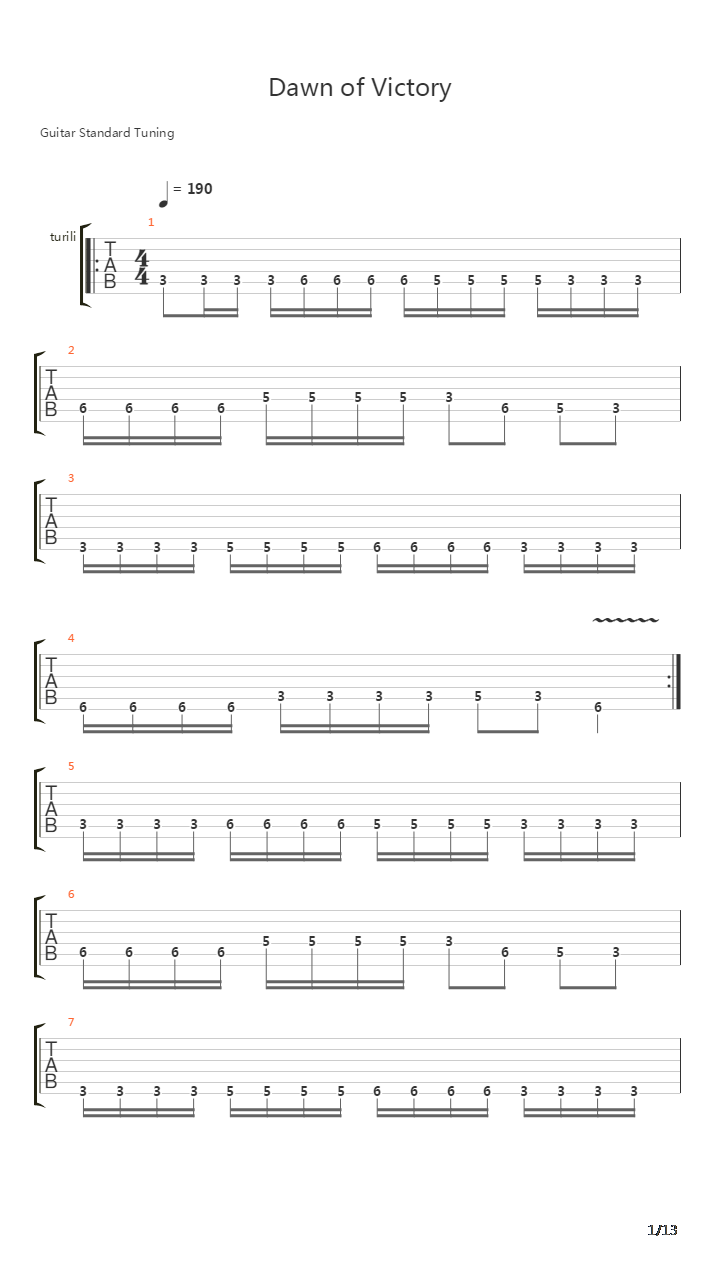 Dawn Of Victory吉他谱