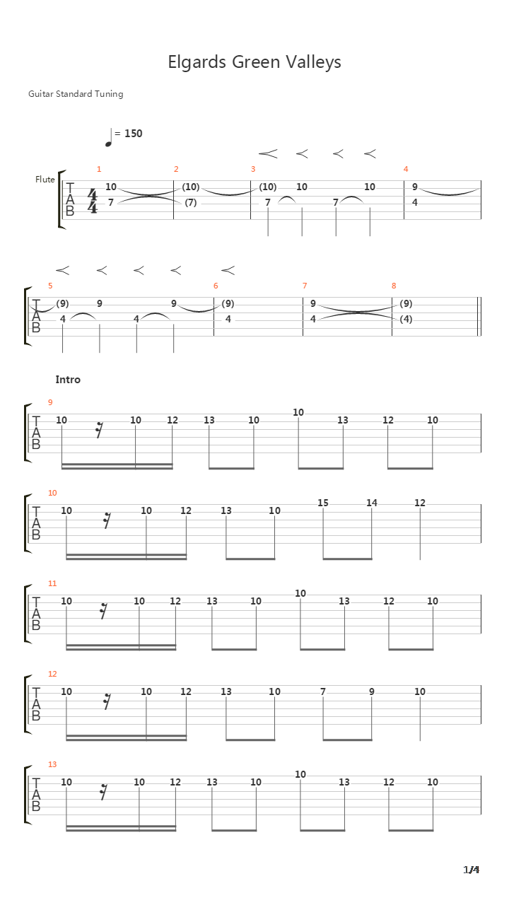Elgards Green Valley吉他谱