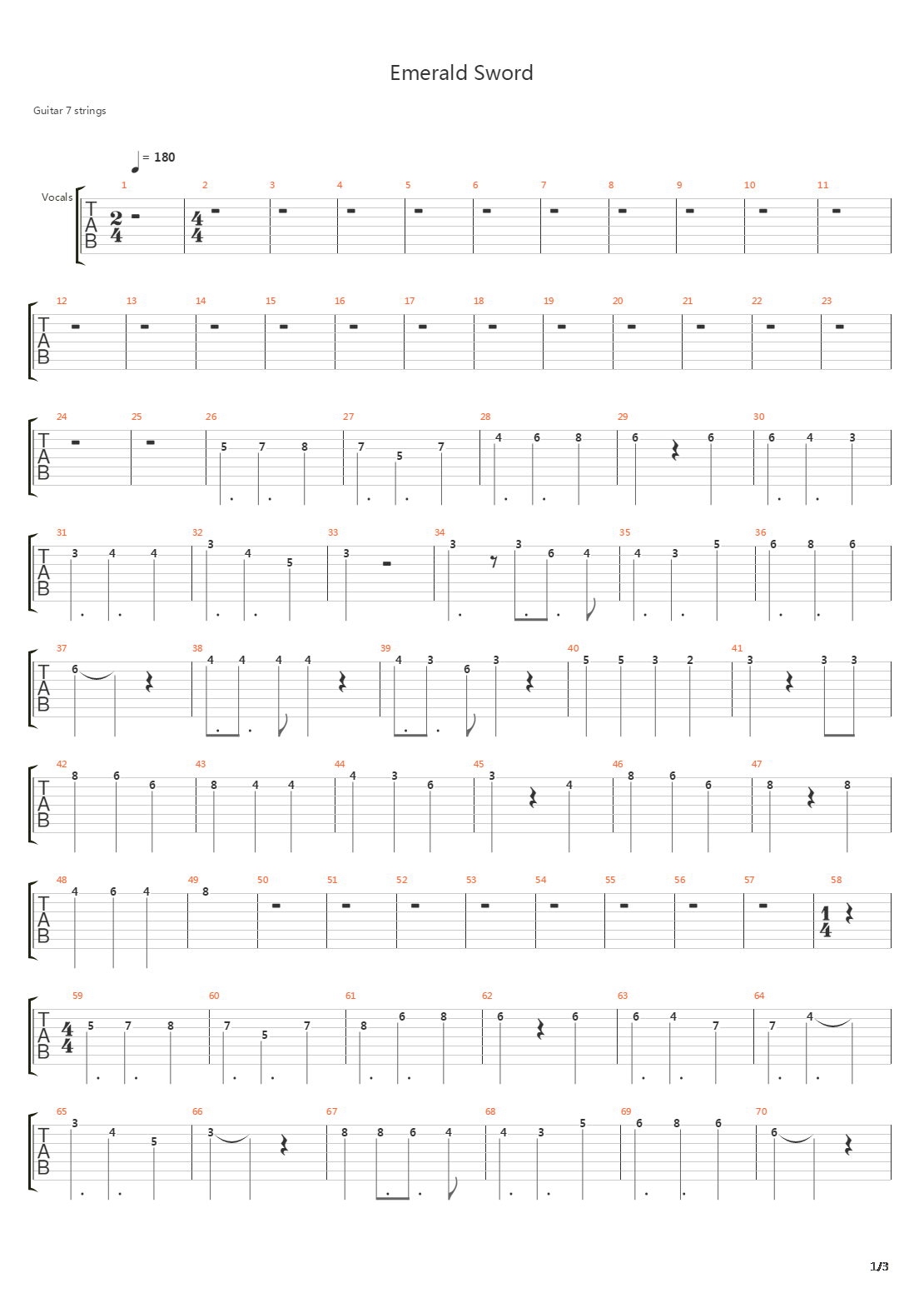 Emerald Sword吉他谱