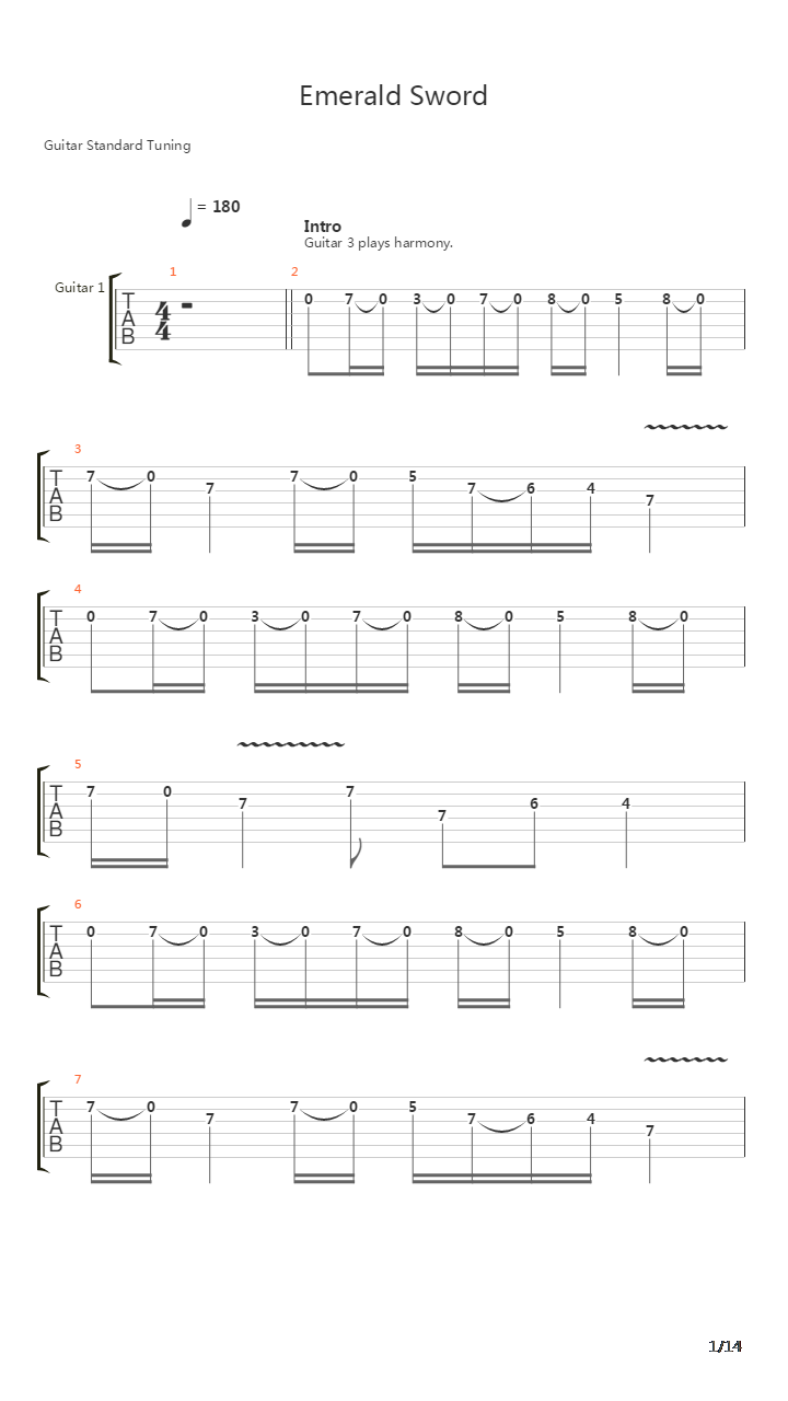 Emerald Sword吉他谱
