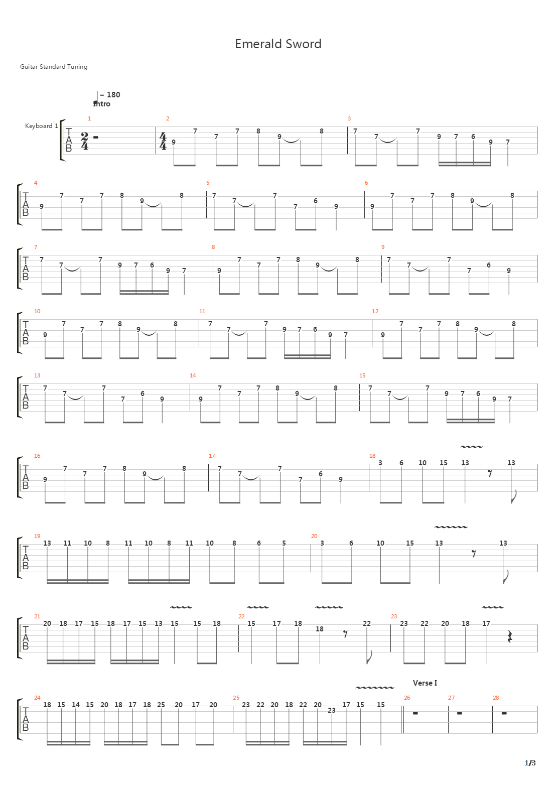 Emerald Sword吉他谱