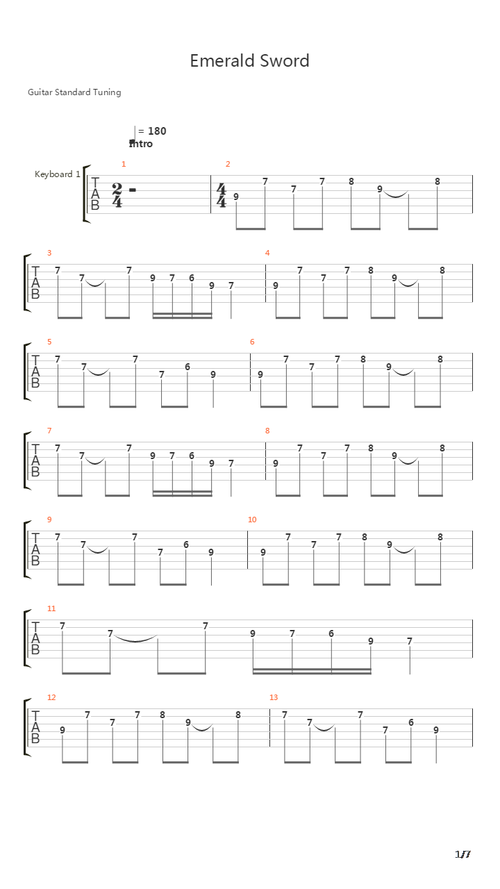 Emerald Sword吉他谱