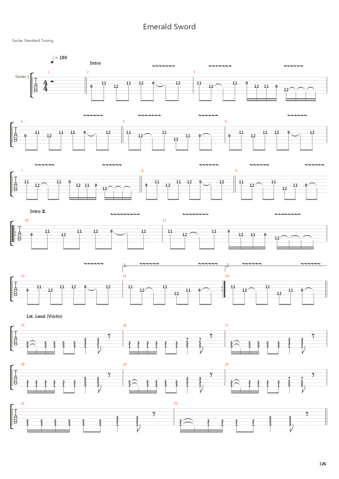 Emerald Sword吉他谱