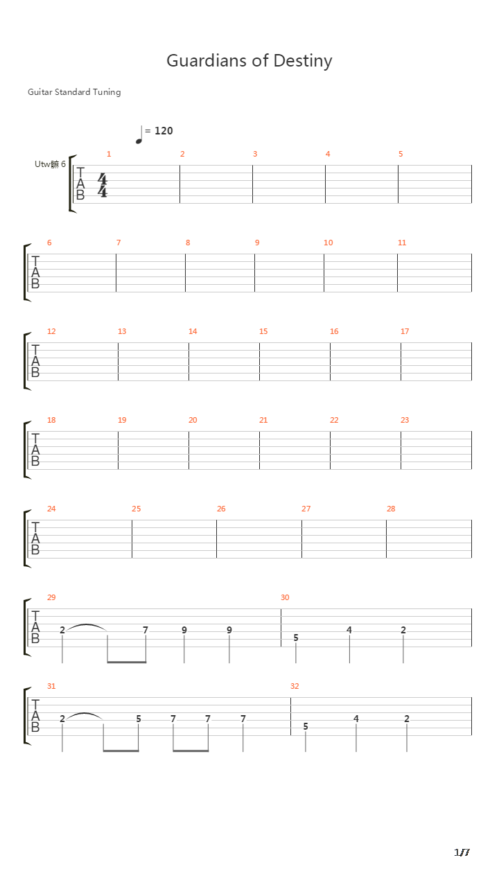 Guardians Of Destiny吉他谱