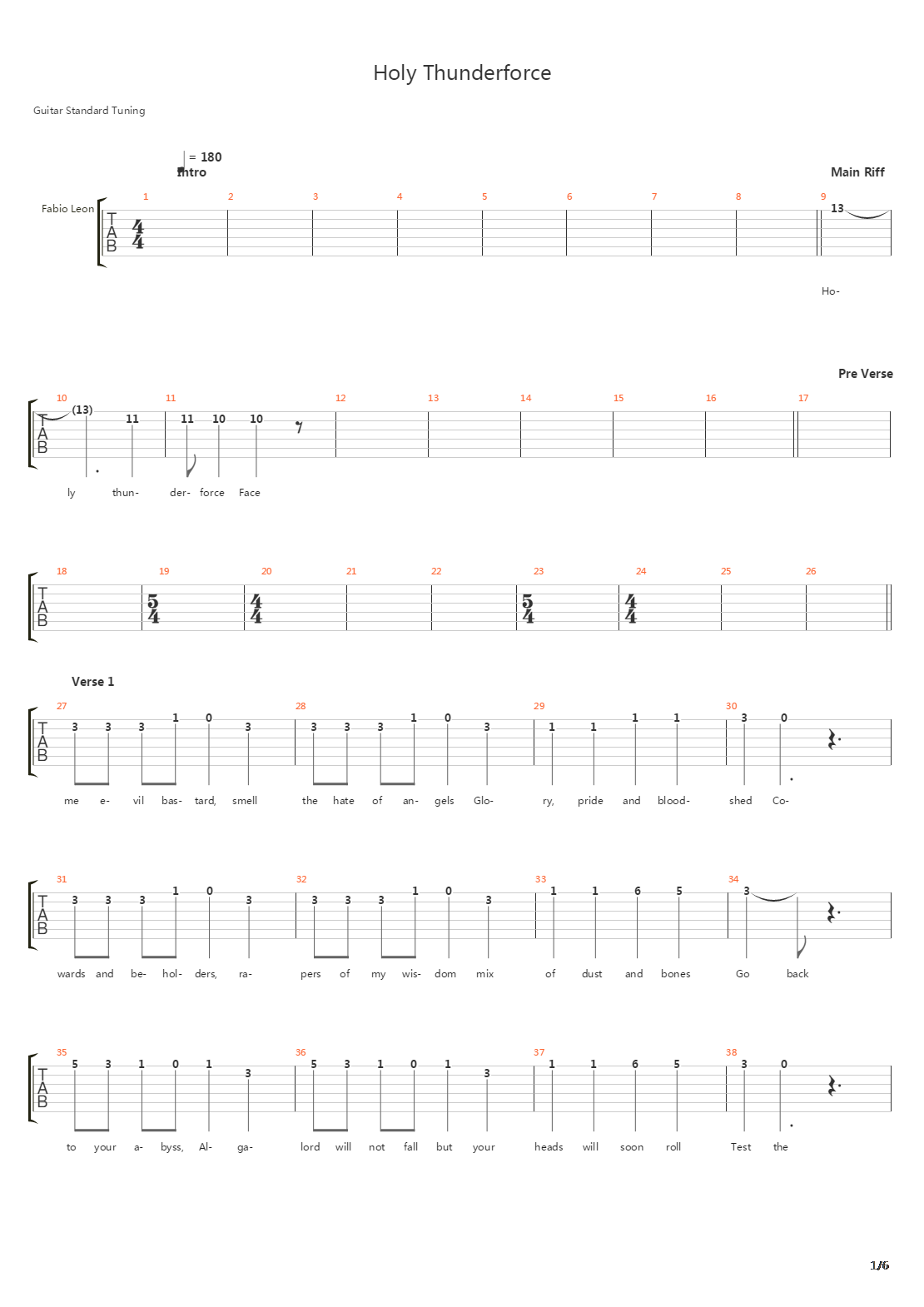 Holy Thunderforce吉他谱