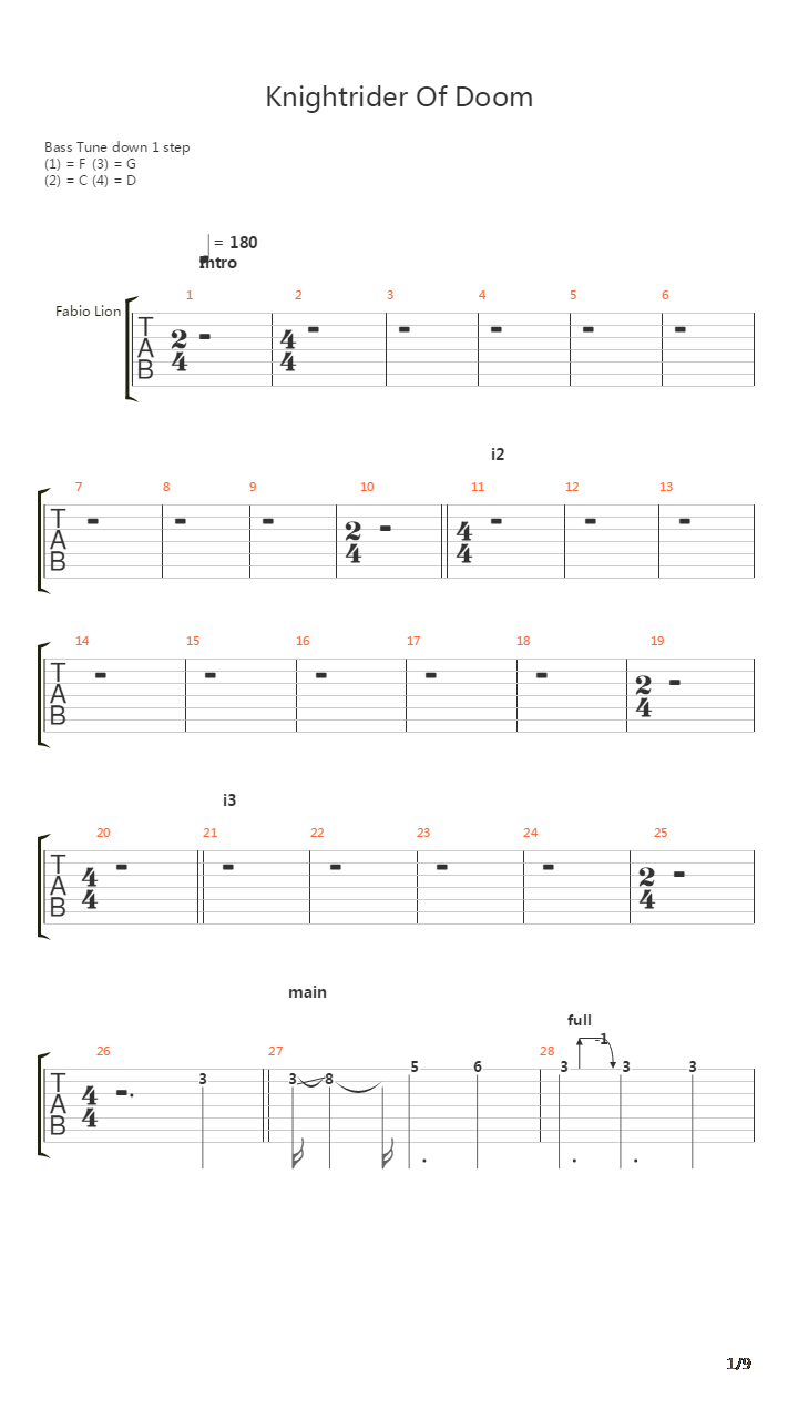 Knightrider Of Doom吉他谱