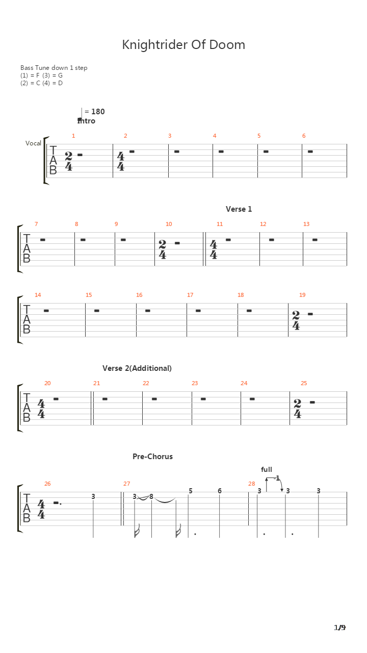 Knightrider Of Doom吉他谱