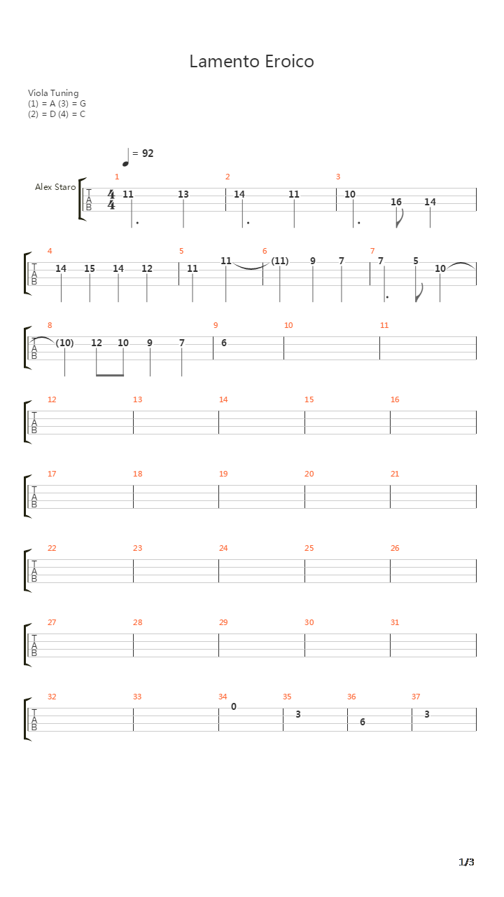 Lamento Eroico吉他谱
