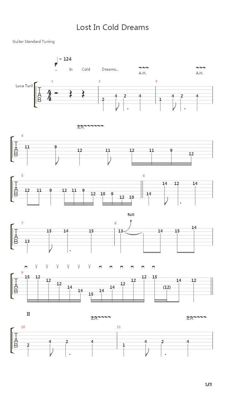 Lost In Cold Dreams吉他谱