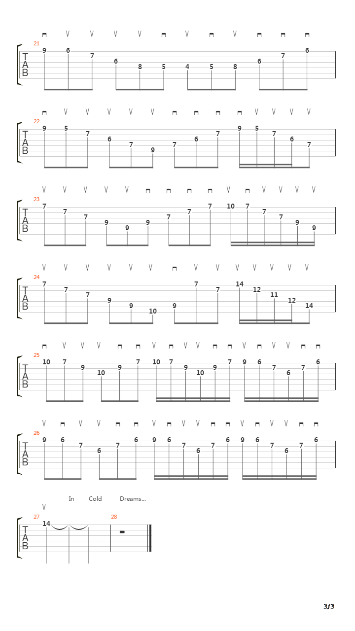 Lost In Cold Dreams吉他谱