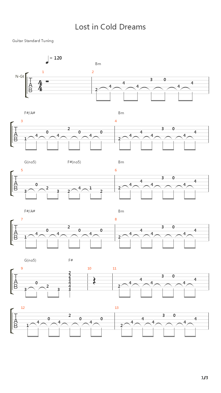 Lost In Cold Dreams吉他谱
