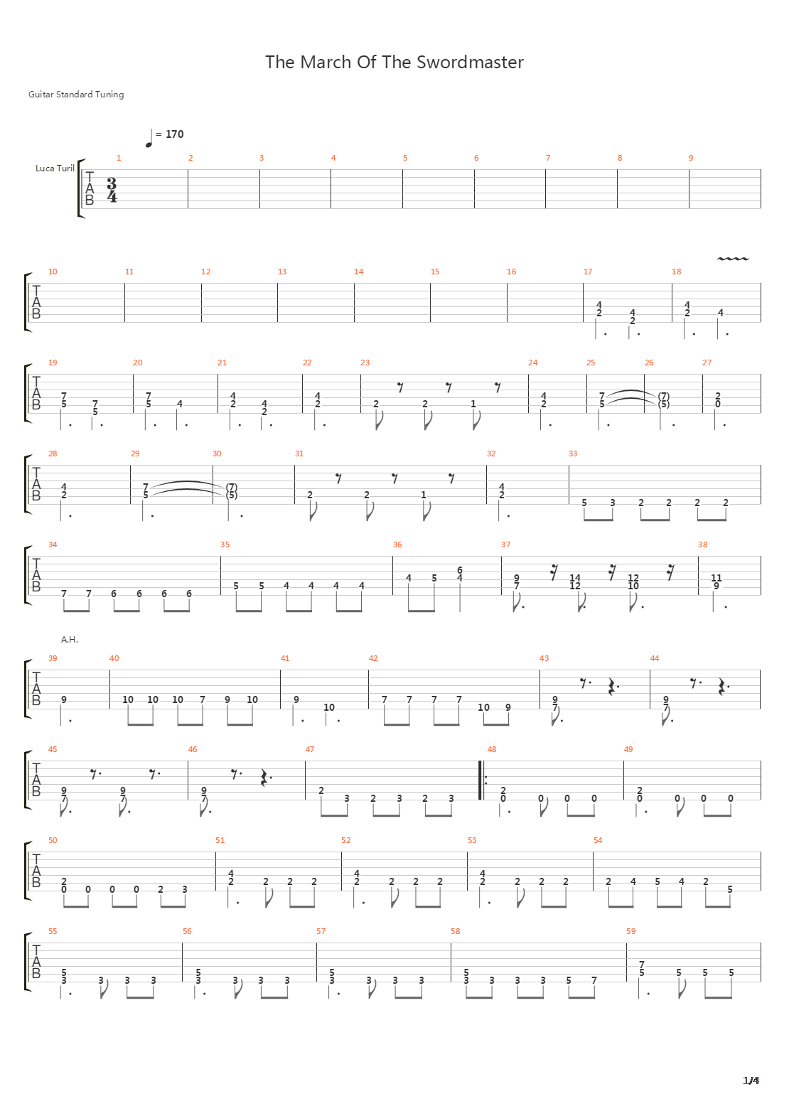 March Of The Swordmaster吉他谱