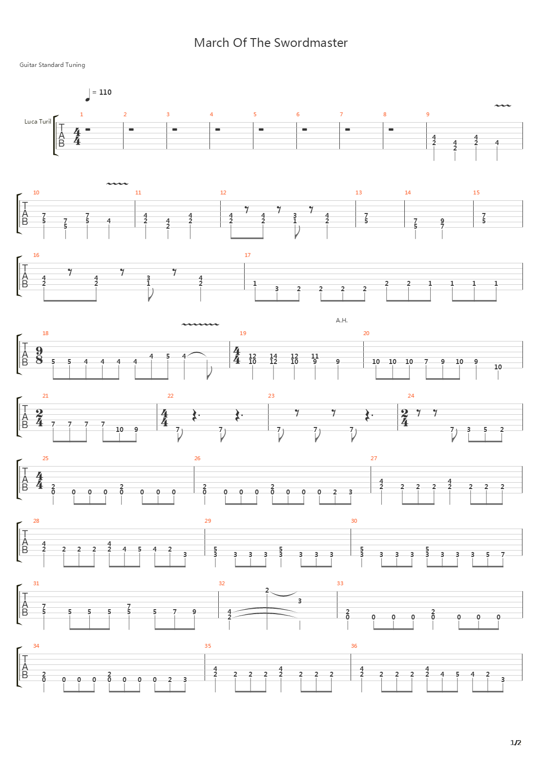 March Of The Swordmaster吉他谱