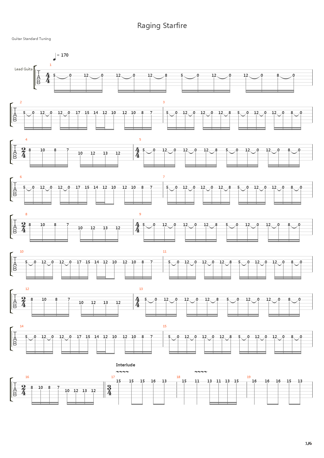 Raging Starfire吉他谱