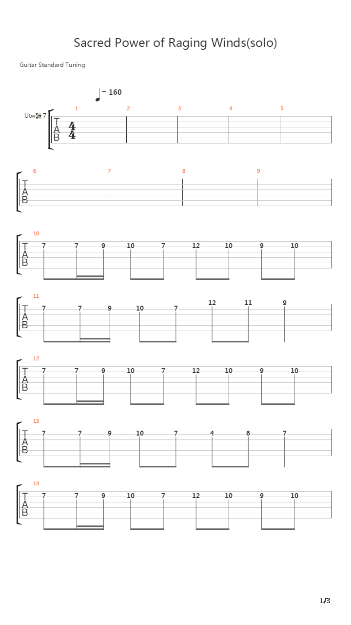 Sacred Power Of Raging Winds吉他谱