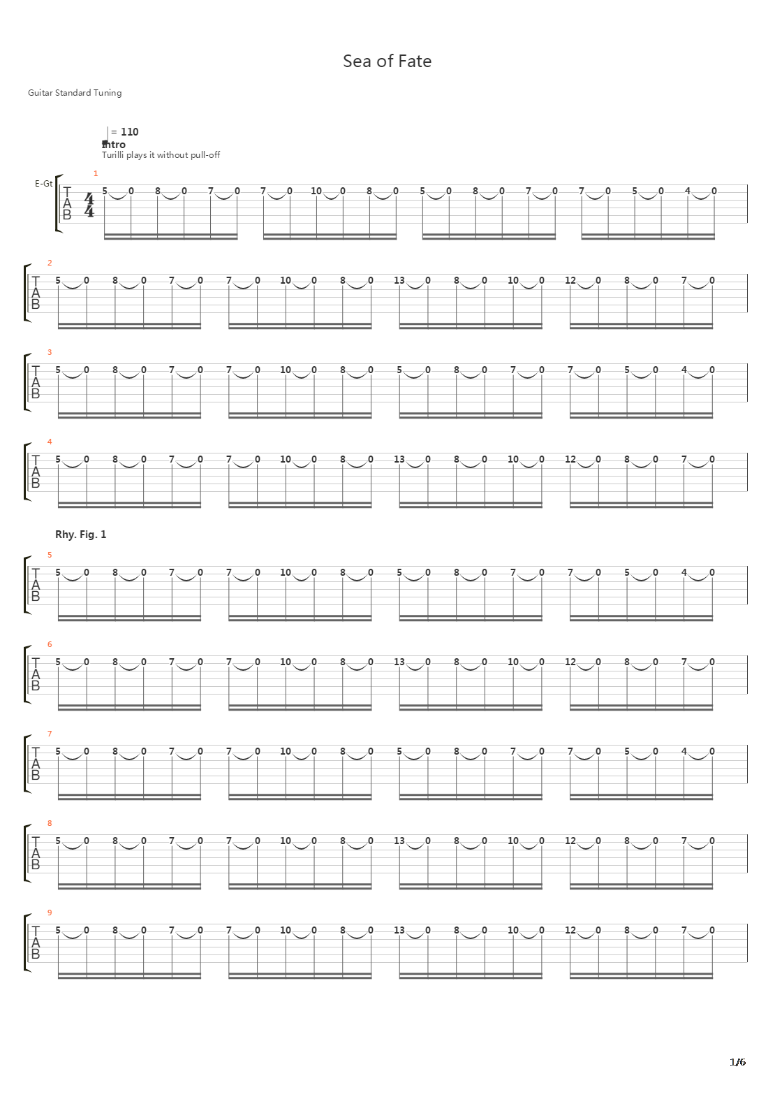 Sea Of Fate吉他谱