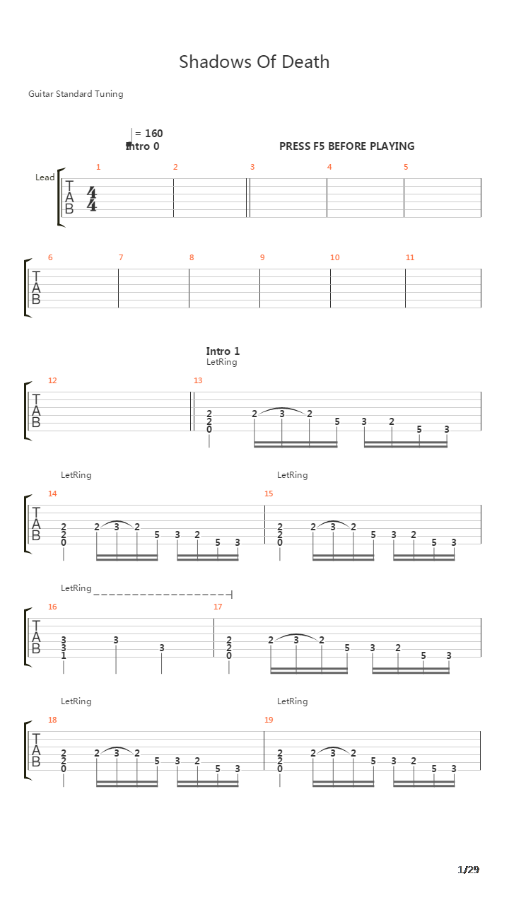Shadows Of Death吉他谱