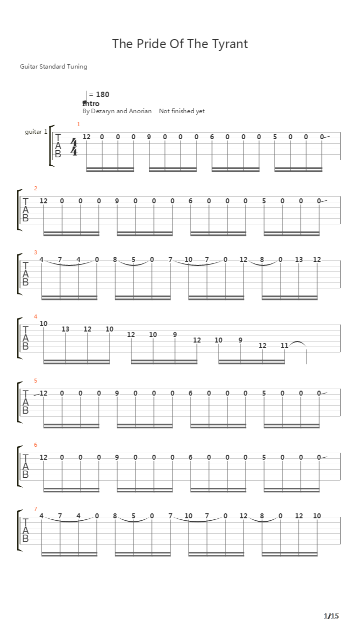 The Pride Of The Tyrant吉他谱
