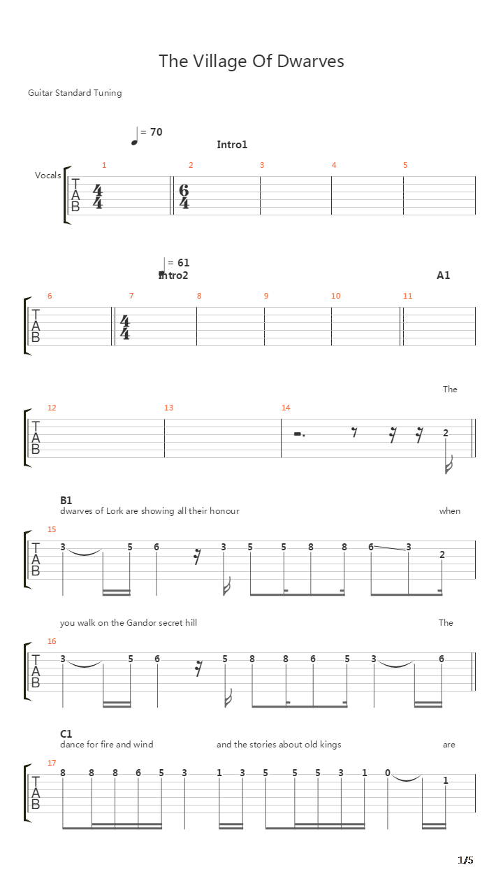 The Village Of Dwarves吉他谱